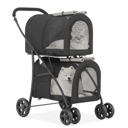 Kinbor Foldable Double Deck Waterproof Pet Stroller Dog Cat Detach Carrier Jogger Walmart