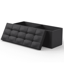 MoNiBloom 43" Collapsible Ottoman with Storage, PU Leather Storage Ottoman Bench, Modern Storage Footstool for Living Room Bedroom Entryway, Black