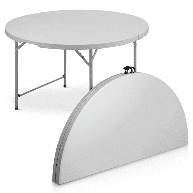 MoNiBloom 4FT Round Folding Table, Heavy Duty Plastic Portable Round