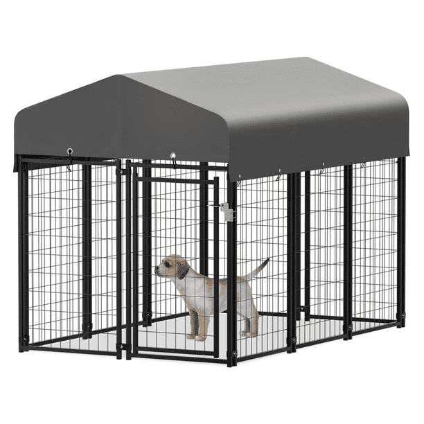MoNiBloom 4ft x 6.25ft x 4.50ft Heavy Duty Outdoor Dog Kennel with Waterproof Canopy 10 Panels Expandable Dog Playpen with Latch Dog Pen House