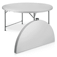 thumbnail image 1 of MoNiBloom 5.5FT Round Folding Table, Heavy Duty Plastic Portable Round Table, Indoor Outdoor Foldable Dining Table with Handle, Grey, 1 of 11