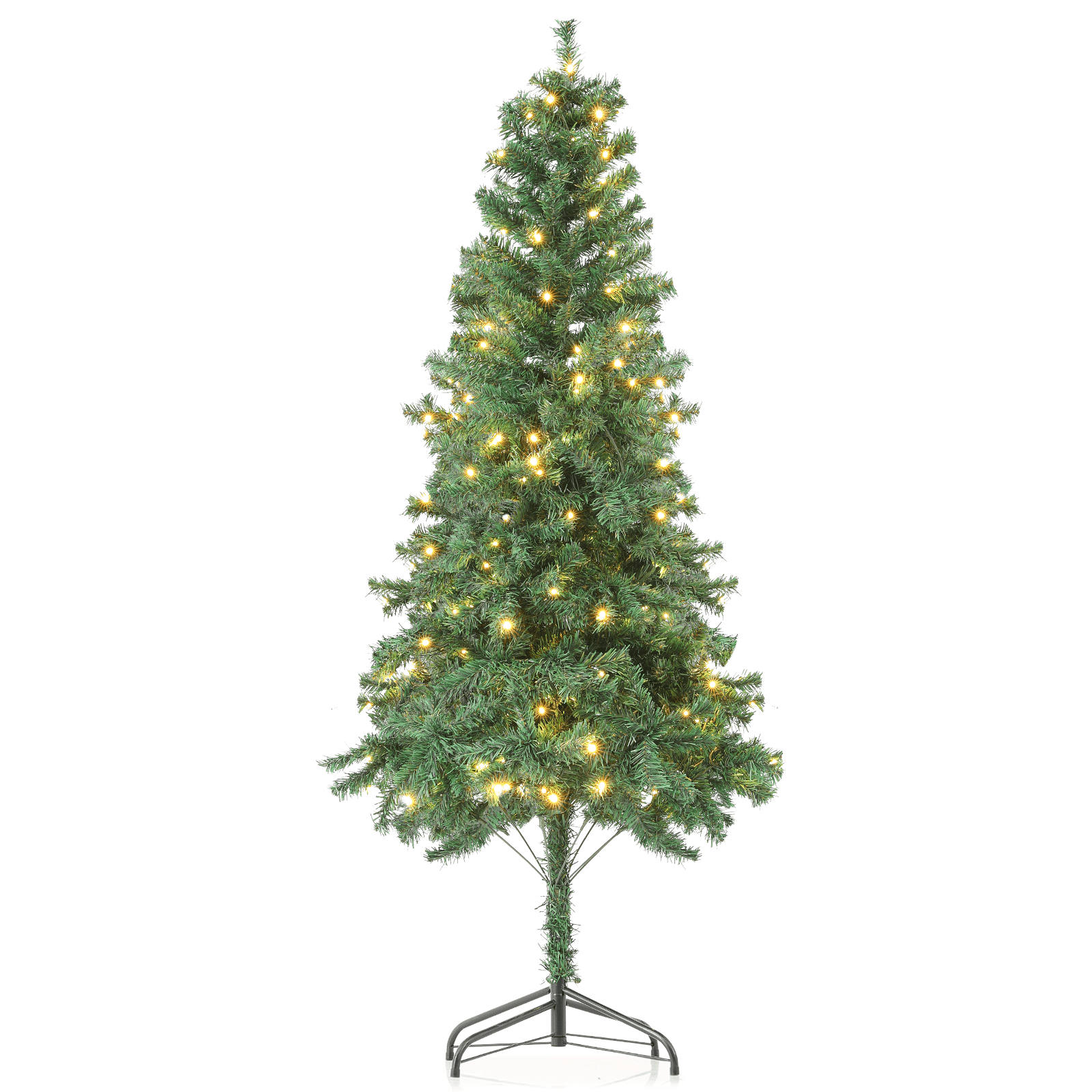 MoNiBloom 5.5Ft Christmas Tree with 200 Warm White LED Light, 670 PVC Branches Artificial Christmas Tree with Plugin Charge, Green
