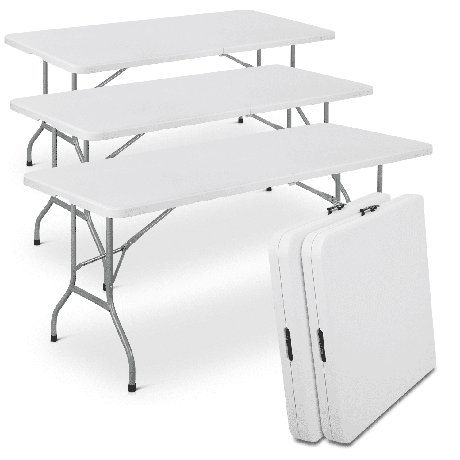 MoNiBloom 5-Pack 6Ft Portable Folding Utility Table, Indoor/Outdoor ...