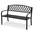 MoNiBloom 50" Garden Bench Patio Park Bench, Cast Iron Frame Porch