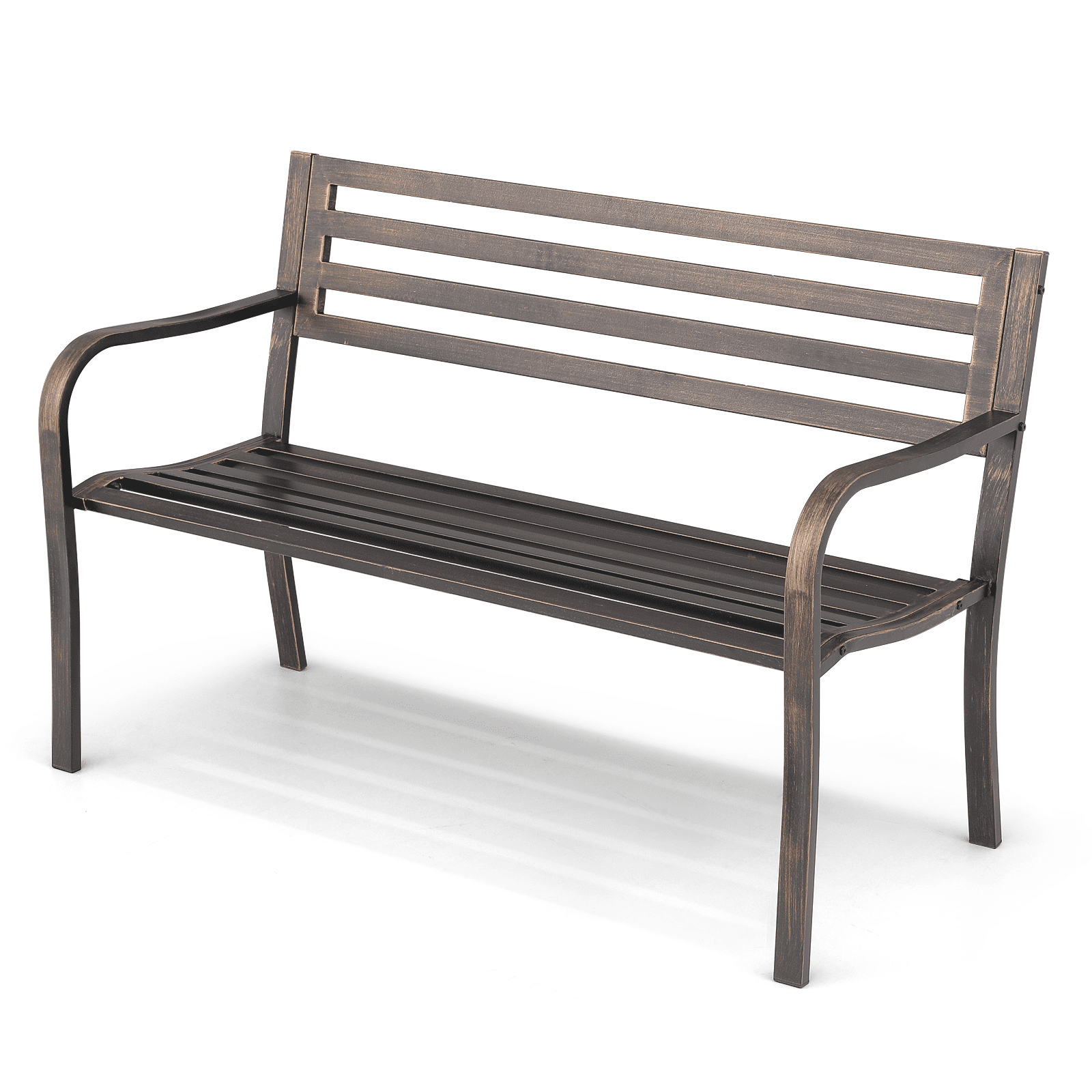 Bronze 50" Metal Outdoor Garden Bench with Armrests