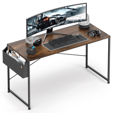 MoNiBloom 55 inches Computer Desk with Storage Bag, Workstation Table for Home Office, Rustic Brown