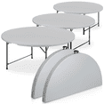 thumbnail image 1 of MoNiBloom 5Ft Round Bi-Fold Plastic Table 5 Pack, Metal Frame Indoor Outdoor 60 Inch Foldable Desk for Kitchen Party Wedding, Gray, 1 of 10