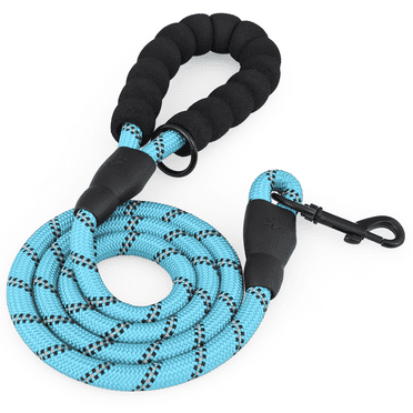 MoNiBloom 5ft 1/2in Strong Dog Leash for Large Dogs & Medium Size Dogs - Highly Reflective Heavy Duty Dog Rope Leash with Soft Padded Anti-Slip Handle, Sky Blue