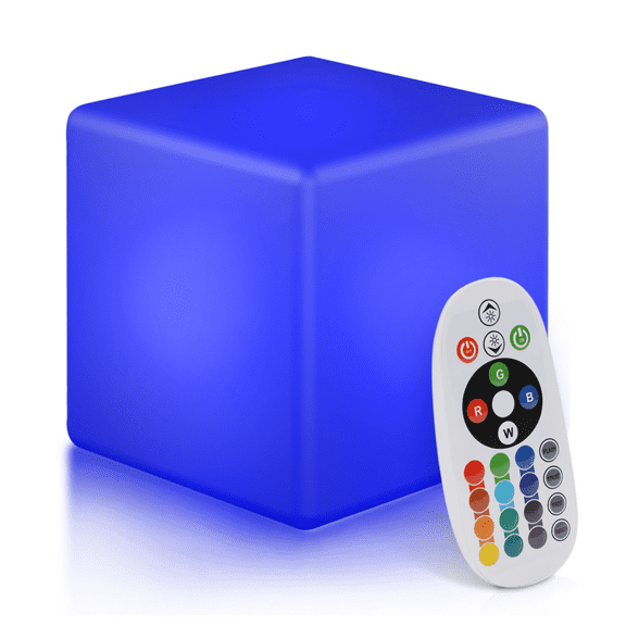 MoNiBloom 6 Inch LED Cube Light, RGB 16 Colors Cube Lamp with Remote Control, Waterproof Mood Lamp Beside Desk Lamp Home/Party/Lawn/Desk Decor