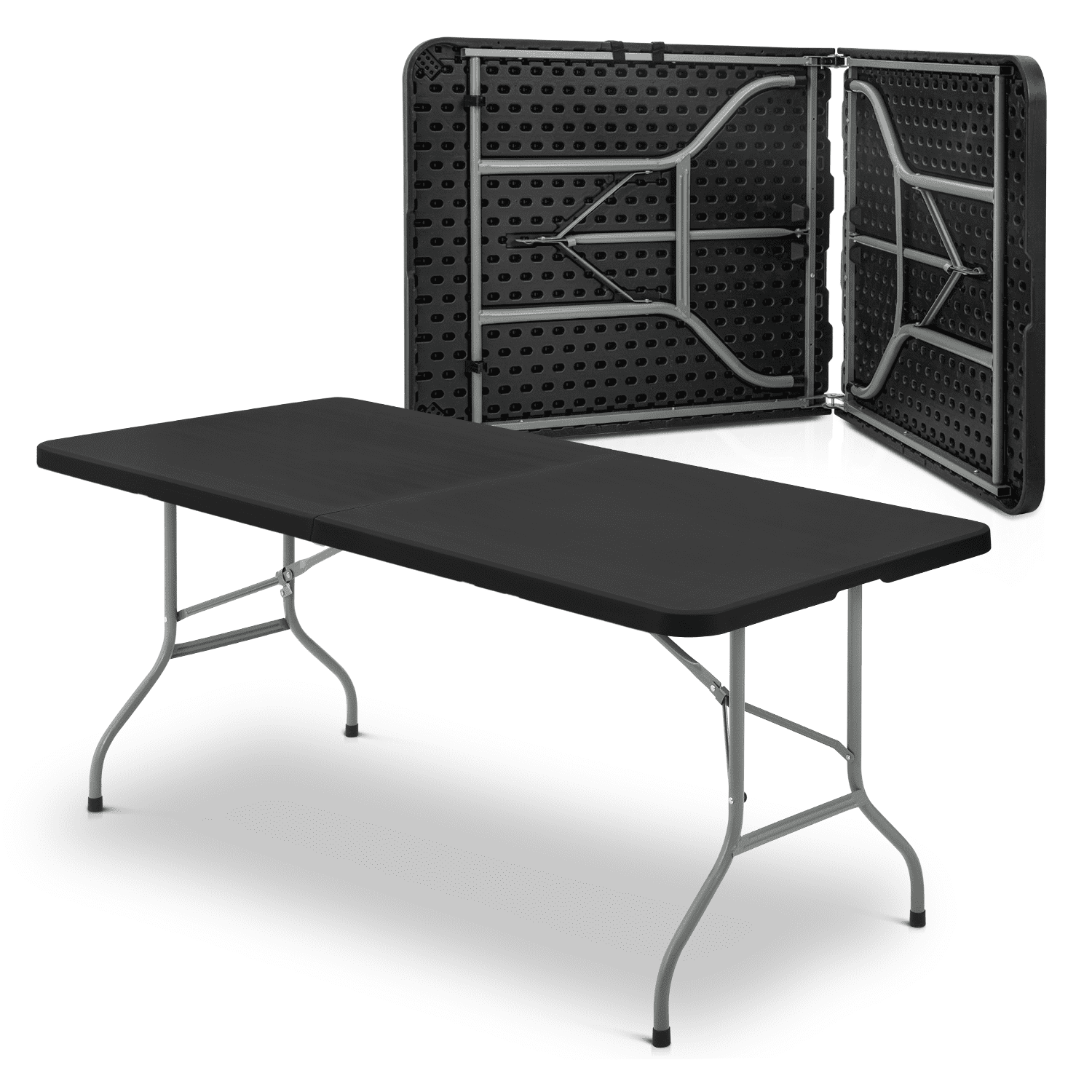 Folding Table Set - Set of 2 Lightweight Portable Tables - Small Plastic  Desk for Camping, Playing Cards, Crafting, and More by Everyday Home (Black)