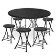 thumbnail image 1 of MoNiBloom 7 Pieces 4.5 FT Folding Round Table and Chair Set, Banquet Event Wedding Card Desk with Handle and Foldable Steel Stools, 1 of 10