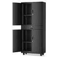 thumbnail image 1 of MoNiBloom 73" Metal Garage Storage Cabinet with Locking Doors & Drawer, Adjustable Shelves for Home, Office, Black, 1 of 1