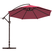 MoNiBloom 8.5 ft Hanging Umbrella Patio Sun Shade Offset Outdoor Market Umbrella with Cross Base, Cantilever Patio Umbrella with with Tilting System, Red