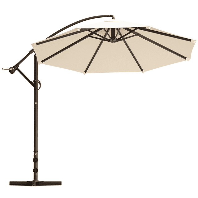 MoNiBloom 8.5ft Offset Hanging Outdoor Market Umbrella with Easy Tilt
