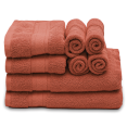 thumbnail image 1 of MoNiBloom 8 Piece Bathroom Towel Set, 2 Bath Towels, 2 Hand Towels and 4 Wash Cloths, 100% Cotton, High Absorbent & Super Soft Towels for Bathroom, Rust, 1 of 12