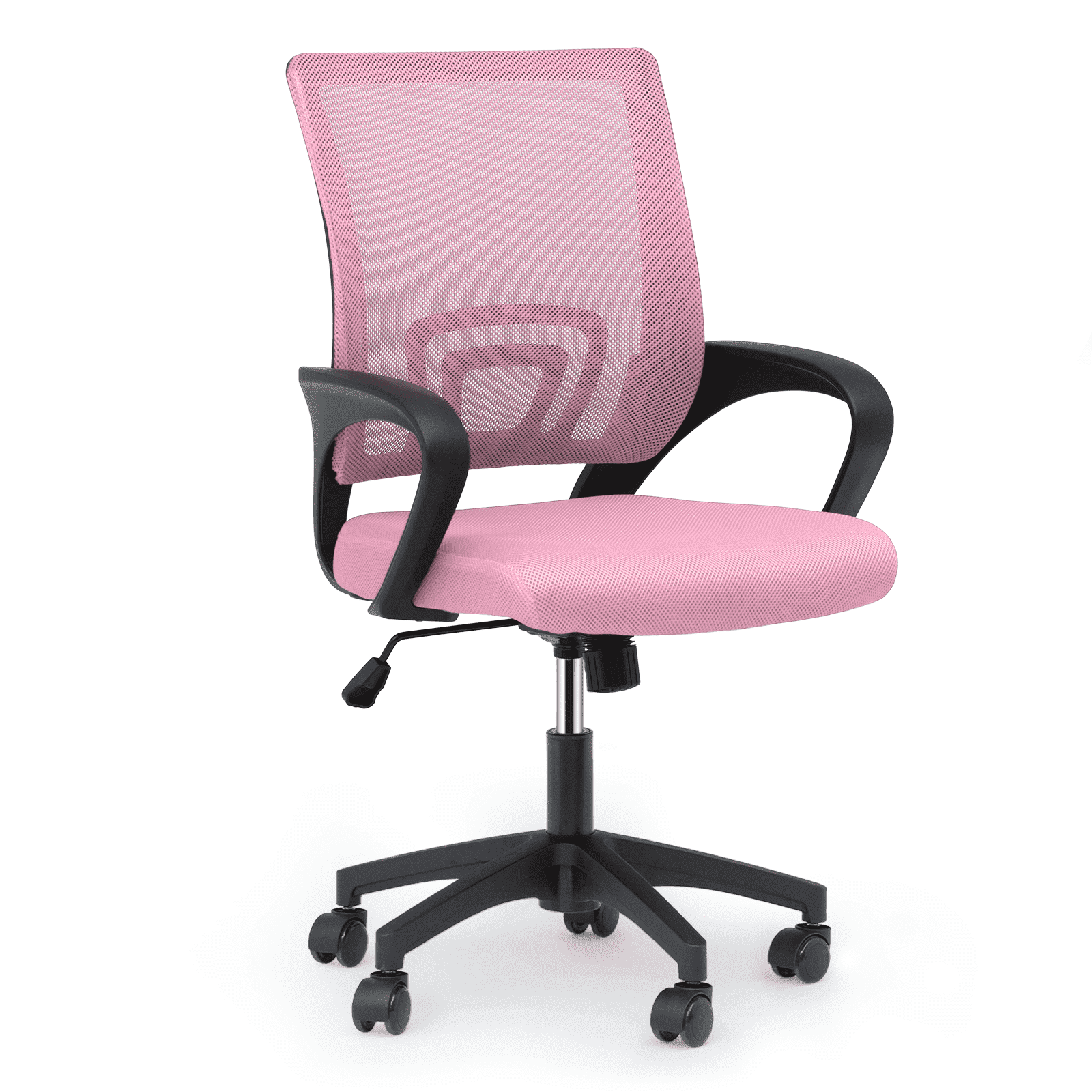 MoNiBloom Office Chair Mid Back Swivel Lumbar Support Desk Chair, Height Adjustable Ergonomic Mesh Computer Chair with Armrest, Pink