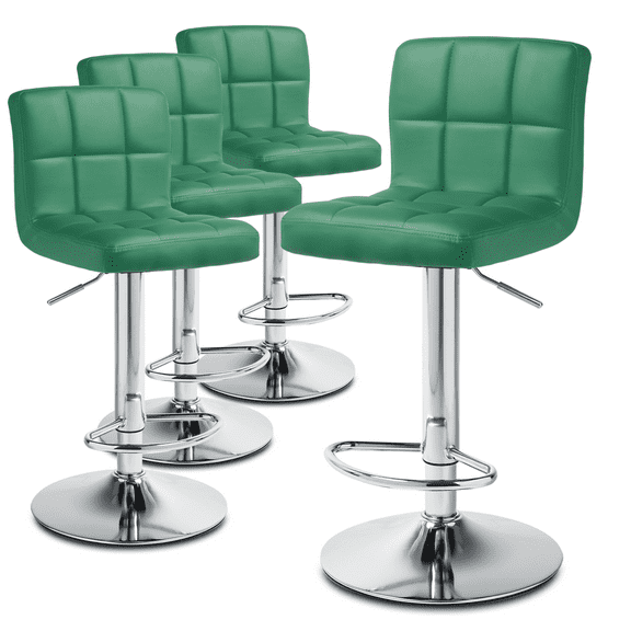 MoNiBloom Adjustable Height Swivel Bar Stool Lift Pub Chair, Counter Height Chair Set of 4 for Kitchen, Green