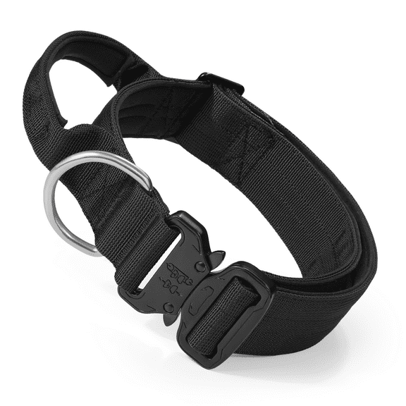 MoNiBloom Adjustable Pet Dog Collar with Buckle, Safety Polyester Collars for Medium Large Dogs, Black
