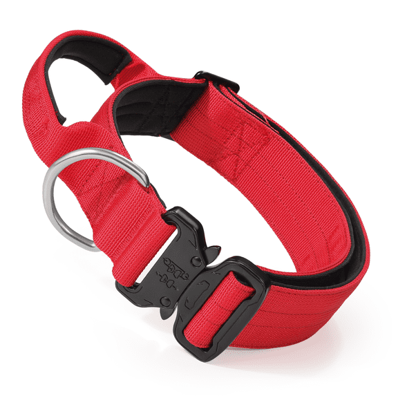 MoNiBloom Adjustable Pet Dog Collar with Buckle, Safety Polyester Collars for Medium Large Dogs, Red