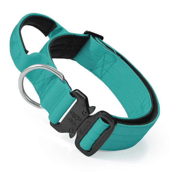 MoNiBloom Adjustable Pet Dog Collar with Buckle, Safety Polyester Collars for Medium Large Dogs, Teal