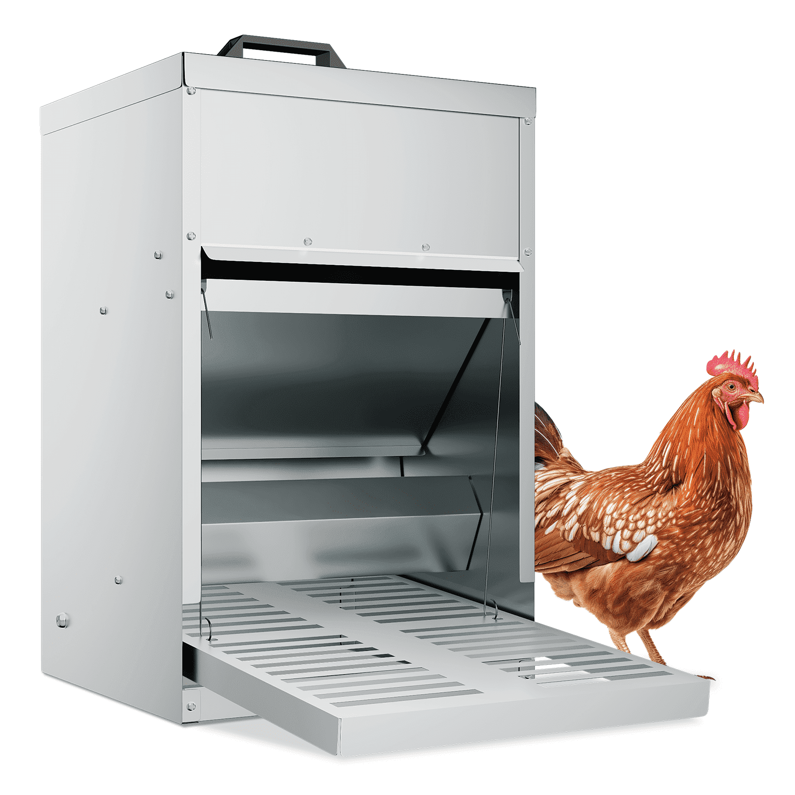 Automatic Galvanized Steel Chicken Feeder with Weatherproof Lid