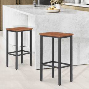 MoNiBloom Backless Counter Height Stool Set of 2, Metal Bar Stools, for Kitchen Dining Room, Rustic Brown