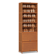 MoNiBloom Bamboo 10 Tiers 30 Pairs Shoe Storage Cabinet, Sneakers Shelf Rack, Brown, for Entryway