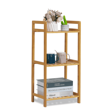 MoNiBloom Bamboo 3-Tier Display Rack Storage Organizer, Modern Organizer Shelf for Entryway, Natural