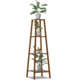 thumbnail image 1 of MoNiBloom Bamboo 4 Tiers Trapezoid Plant Stand, Flower Display Organizer Rack, Brown, for Garden, 1 of 10