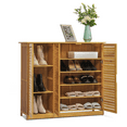 thumbnail image 1 of MoNiBloom Bamboo 5-Tier 21 Pairs Shoes Rack Blinds with Door, Natural, Varnished, for Living Room, 1 of 10