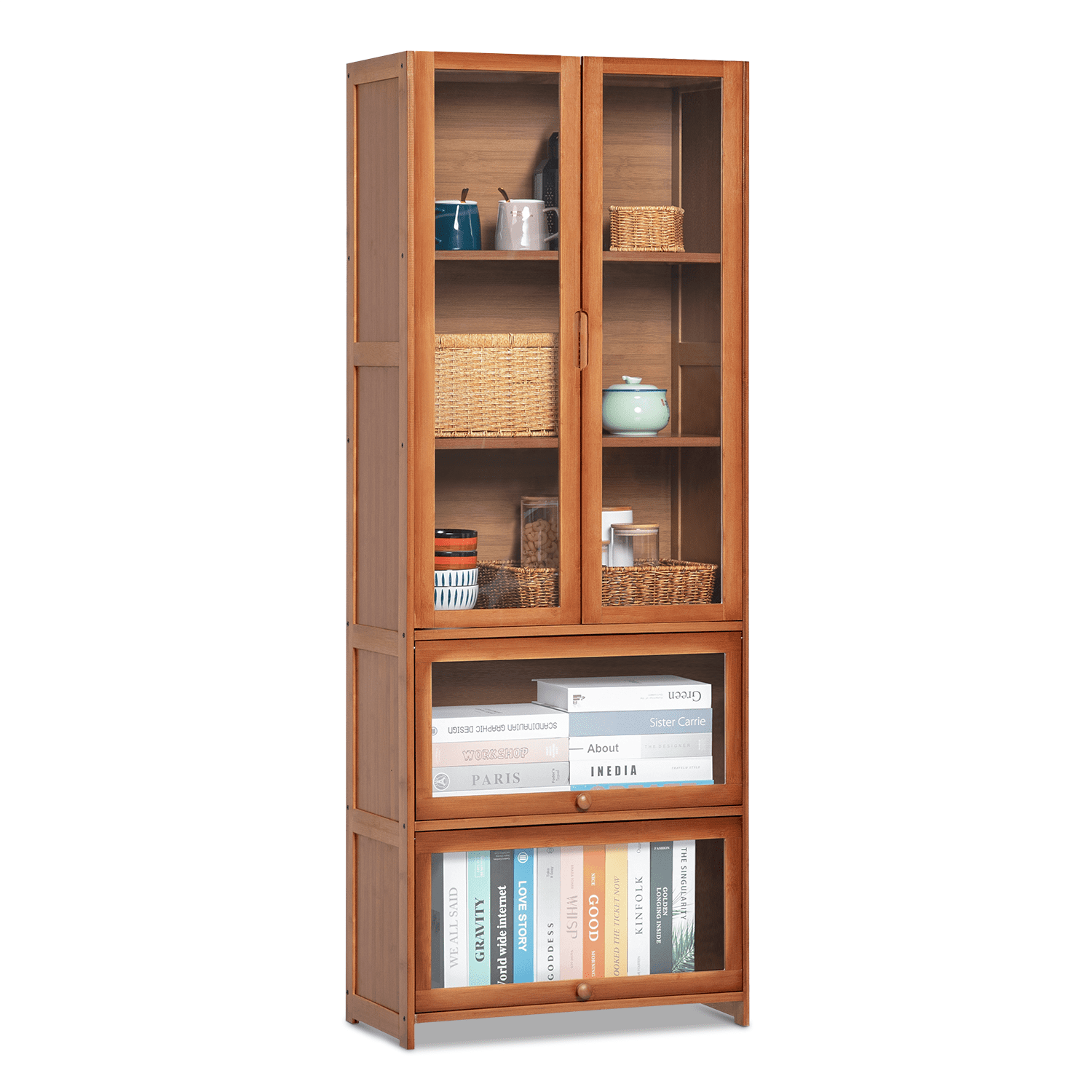 MoNiBloom Modern 67.5 5-Tier Shelf Display Cabinet with Acrylic