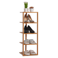 thumbnail image 1 of MoNiBloom Bamboo 5 Tiers 5 Pairs Adjustable Shoes Rack, Storage Stand, Brown, for Entryway, 1 of 11