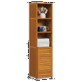 thumbnail image 1 of MoNiBloom Bamboo 5 Tiers Bookshelf with Door, Bookcase Cabinet Display Storage Shelf, Brown, for Home, 1 of 10