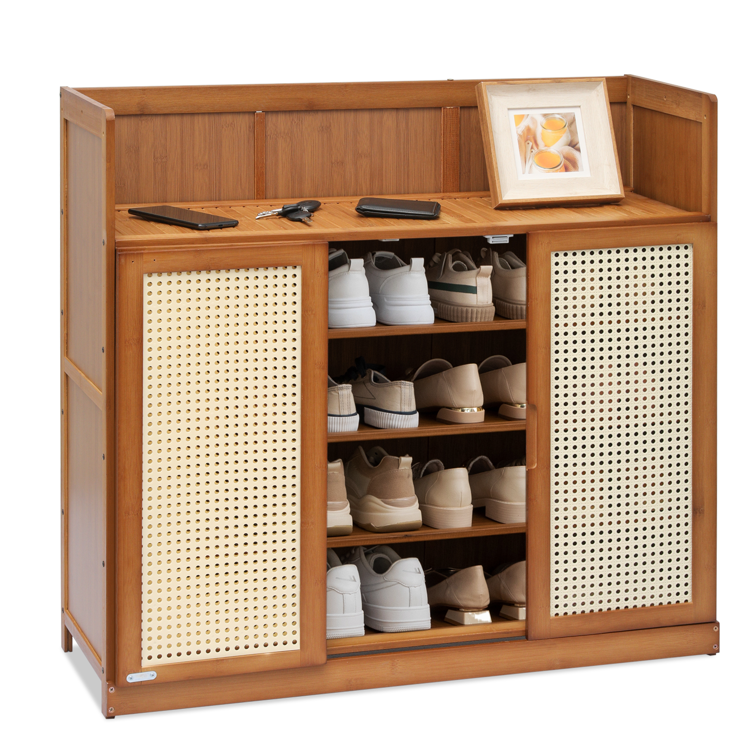 MoNiBloom Bamboo 5Tiers Shoe 16 Pairs Heels Sneakers Storage