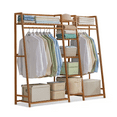 thumbnail image 1 of MoNiBloom Bamboo 5 Tiers Trapezoid Coat Rack, Closet Organizer Wardrobe, Hanging Rod, Brown, for Home, 1 of 11