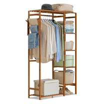 MoNiBloom Bamboo 6 Tiers Coat Pants Rack, Hanging Rod Closet Organizer Wardrobe, Brown, for Home