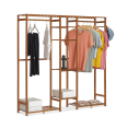 thumbnail image 1 of MoNiBloom Bamboo 6 Tiers Coat Pants Rack, Modern Closet Storage Wardrobe, Hat Hooks, Brown, for Bedroom, 1 of 11