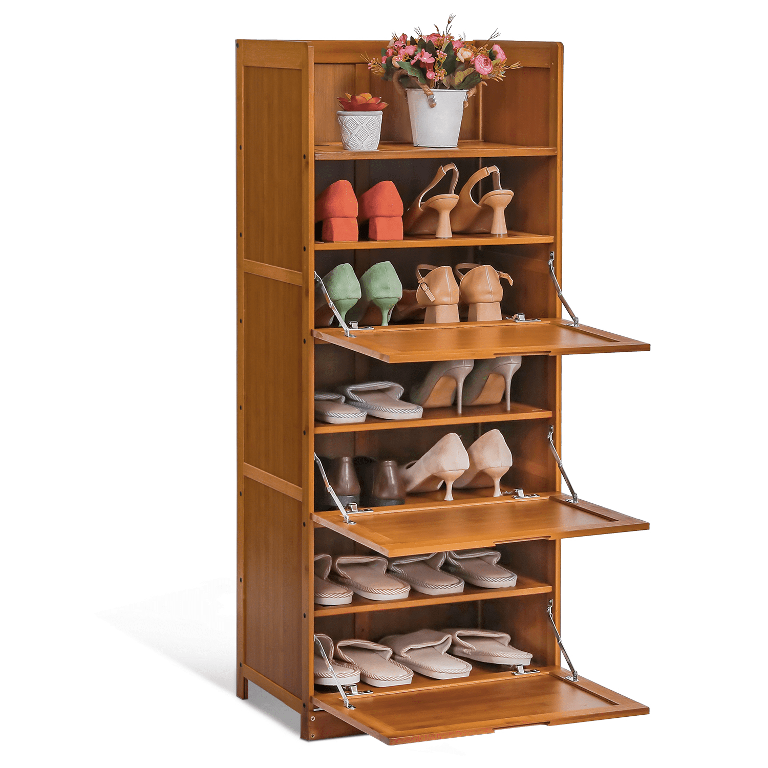 MoNiBloom 10 Tiers Bamboo Shoe Rack, 30 Pairs Organizer Storage Stand Free  Standing Shoes Shelf for Entryway & Reviews