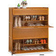 thumbnail image 1 of MoNiBloom Bamboo 7 Tiers Shoes Rack with Door, 36 Pairs Organizer Cabinet, Brown, for Hallway, 1 of 11