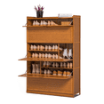thumbnail image 1 of MoNiBloom Bamboo 9 Tier Shoe Organizer Modern Cabinet with Door 41 Pairs Heels Boots, Brown, Hallway Entryway, 1 of 10