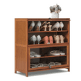 thumbnail image 1 of MoNiBloom Bamboo/Acrylic 5 Tiers 16 Pairs Storage Shoes Rack with Door, Brown, for Entryway, 1 of 11