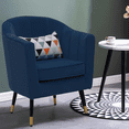 thumbnail image 1 of MoNiBloom Barrel Chair, Modern Accent Chair with Pillow and Padded, Upholstered Single Sofa for Living Room Bedroom Waiting Room Office, Navy Blue, 1 of 11