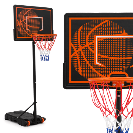 MoNiBloom Basketball Goal Hoop, Portable Basketball System 5-7ft Adjustable Height Stand Hoops with Wheels & Fillable Base for Indoor Outdoor Use, Black