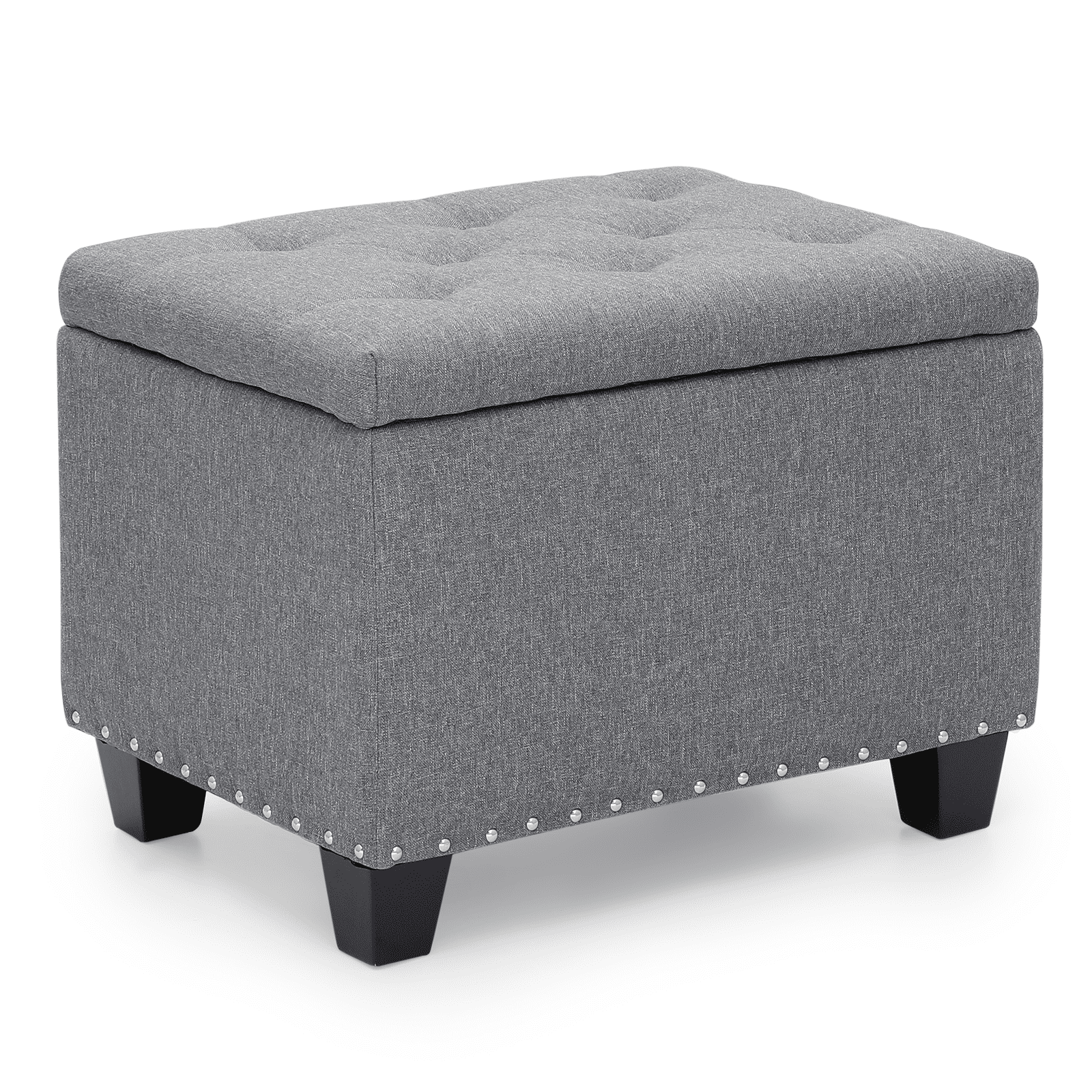MoNiBloom Button Tufted Storage Ottoman, Microfiber Upholstery