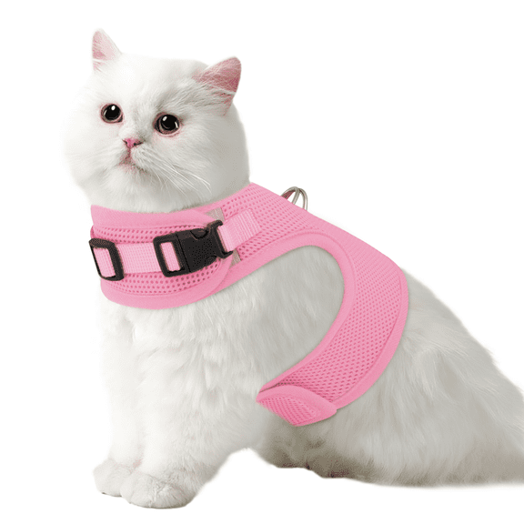 MoNiBloom Cat Harness for Walking, Escape Proof Soft Adjustable Vest Harnesses for Pet Cats, Easy Control Mesh Breathable, Pink L