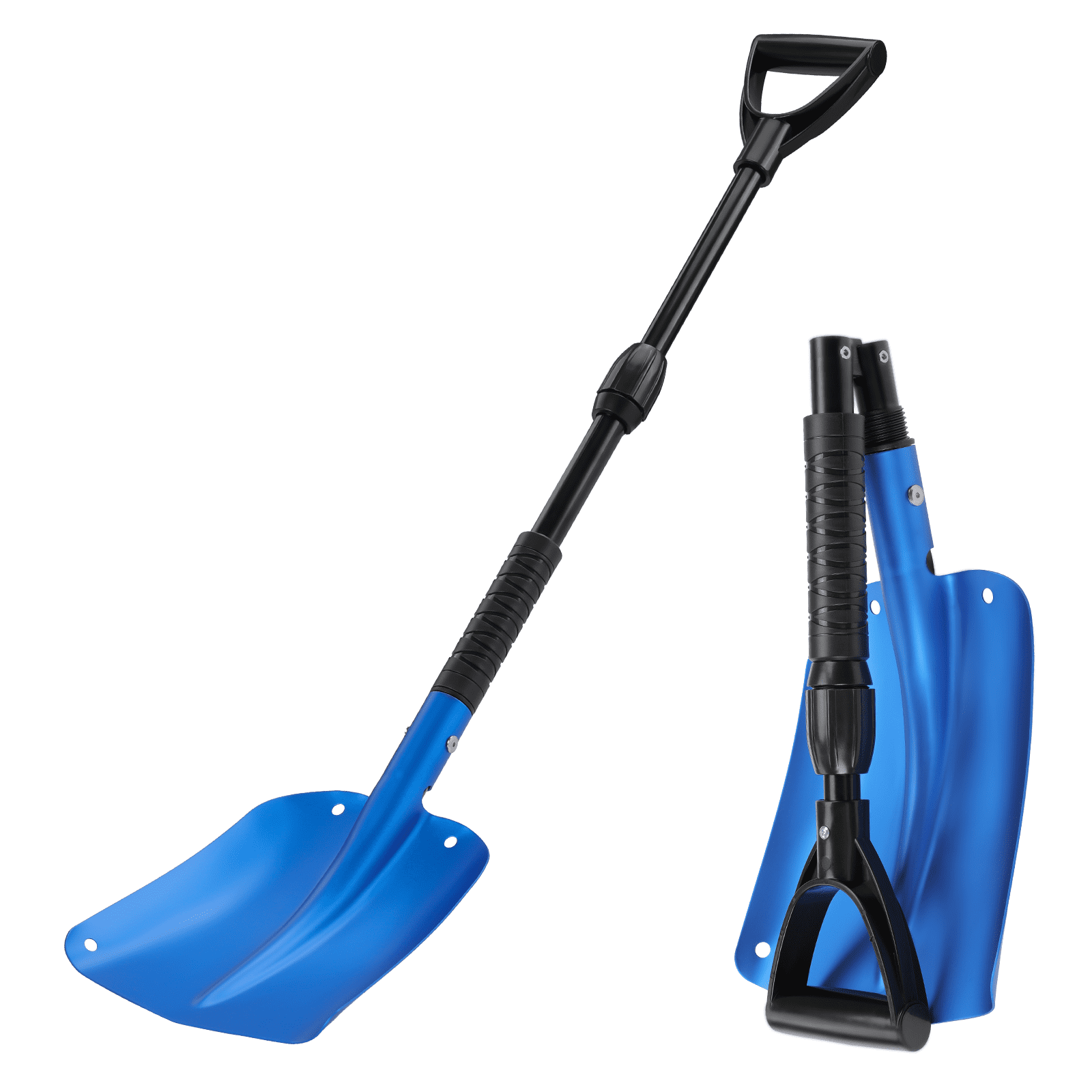 MoNiBloom Collapsible Snow Shovel, Telescoping Snow Removal Shovel, Foldable Winter Shovel For Car Camping Home, Blue