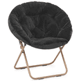 MoNiBloom Comfy Saucer Chair Soft Faux Fur Folding Accent Chair, Lounge Lazy Chair Moon Chair 