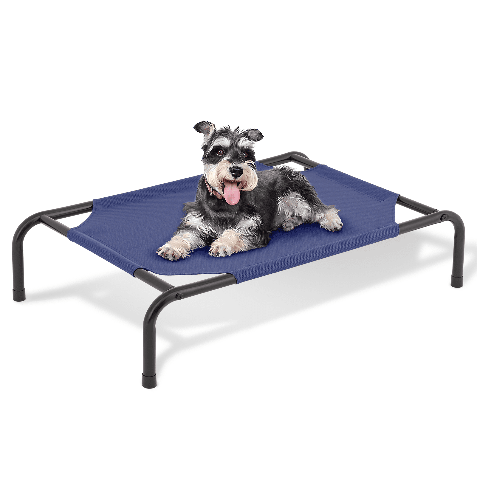 Small Navy Blue Elevated Outdoor Dog Bed with Steel Frame