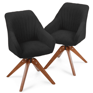 MoNiBloom Cotton-linen Accent Chair Set of 2, Modern Upholstered Sofa Armchair, for Living Room, Black