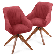 MoNiBloom Cotton-linen Accent Chair Set of 2, Modern Upholstered Sofa Armchair, for Living Room, Burgundy